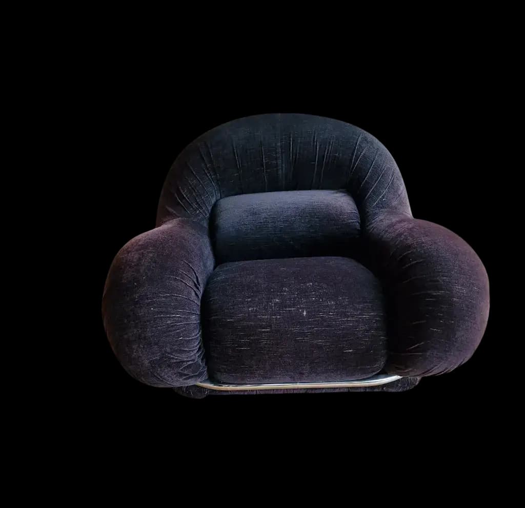 Fauteuil velours ras