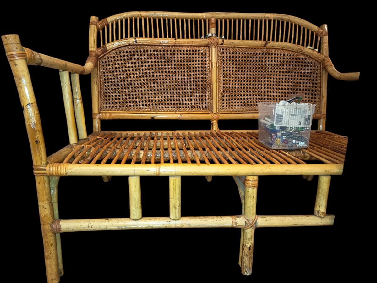 Fauteuil rotin osier ancien, pour 2 personnes adultes hyper léger