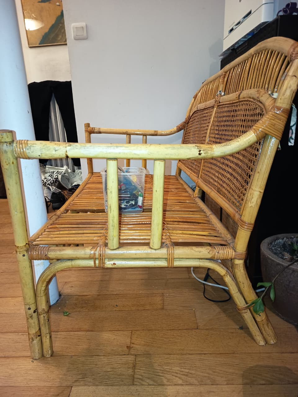 Thumbnail for Fauteuil rotin osier ancien, pour 2 personnes adultes hyper léger