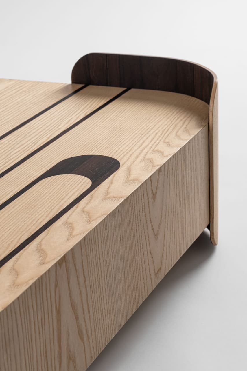 Thumbnail for Table basse de créateur, frêne et ébène vert, pièce unique