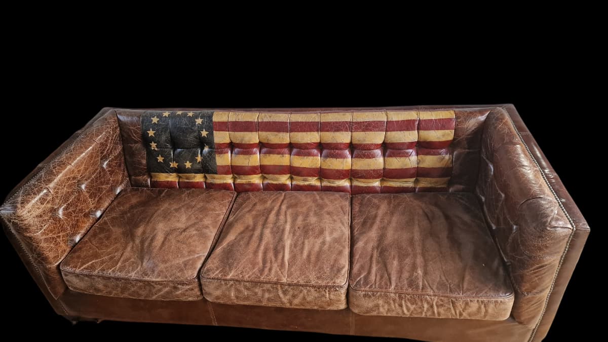 Canapé cuir drapeau Américain